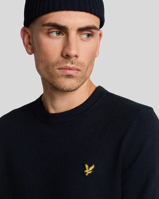 Pullover Lyle&Scott Cotton Merino Blu Scuro
