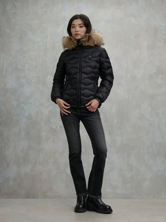 Blauer Donna piumino con bordo in pelliccia Aldie nero