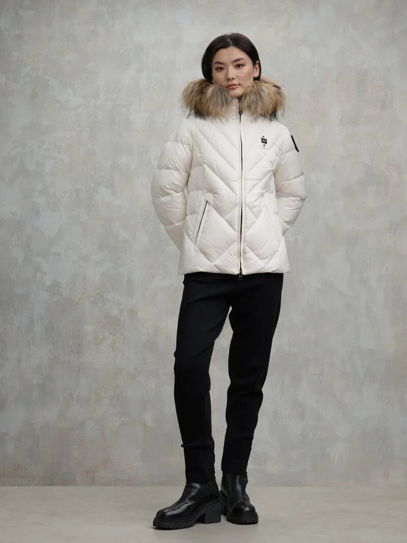 Blauer Donna piumino a linee geometriche Alicia bianco