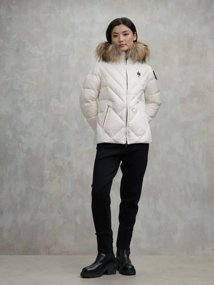 Blauer Donna piumino a linee geometriche Alicia bianco