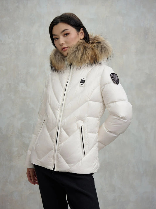 Blauer Donna piumino a linee geometriche Alicia bianco