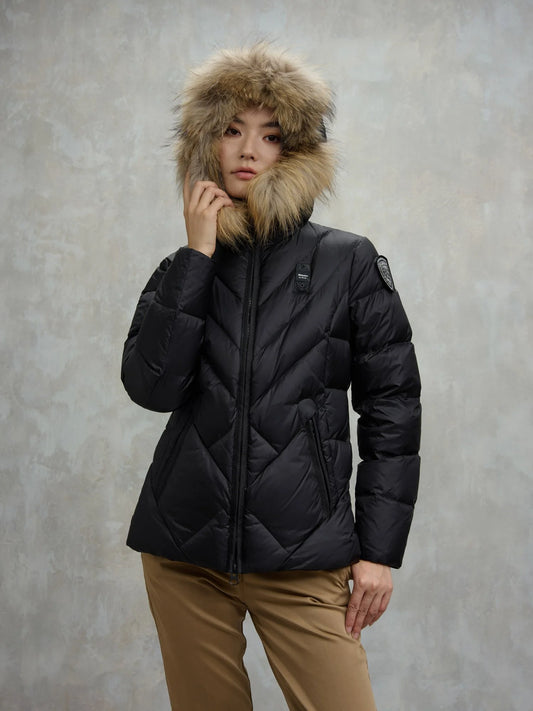 Blauer Donna piumino a linee geometriche Alicia nero