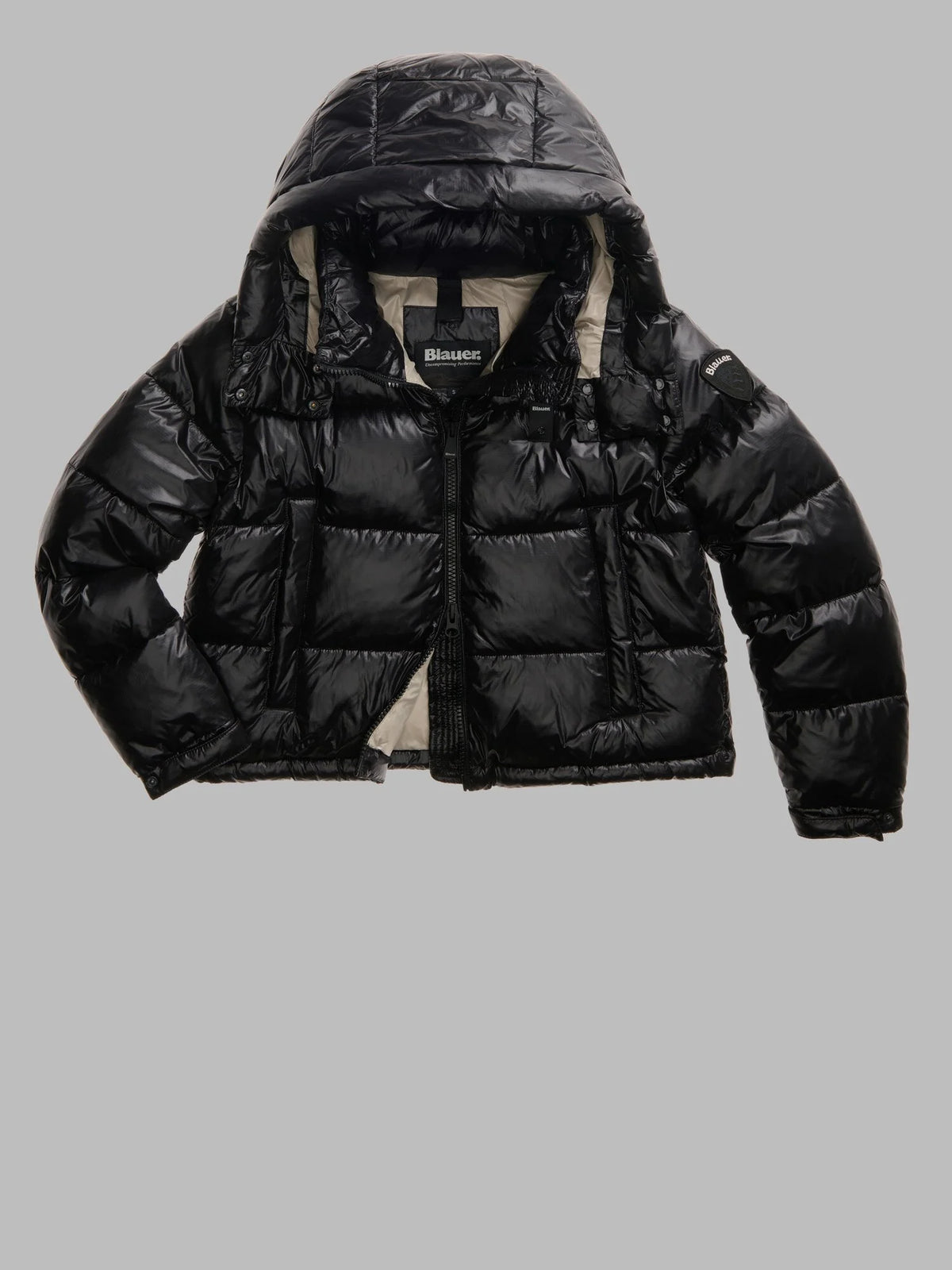 GIUBBINO CORTO IMBOTTITO OVATTA TERMICA GLORIA NERO int. BEIGE
