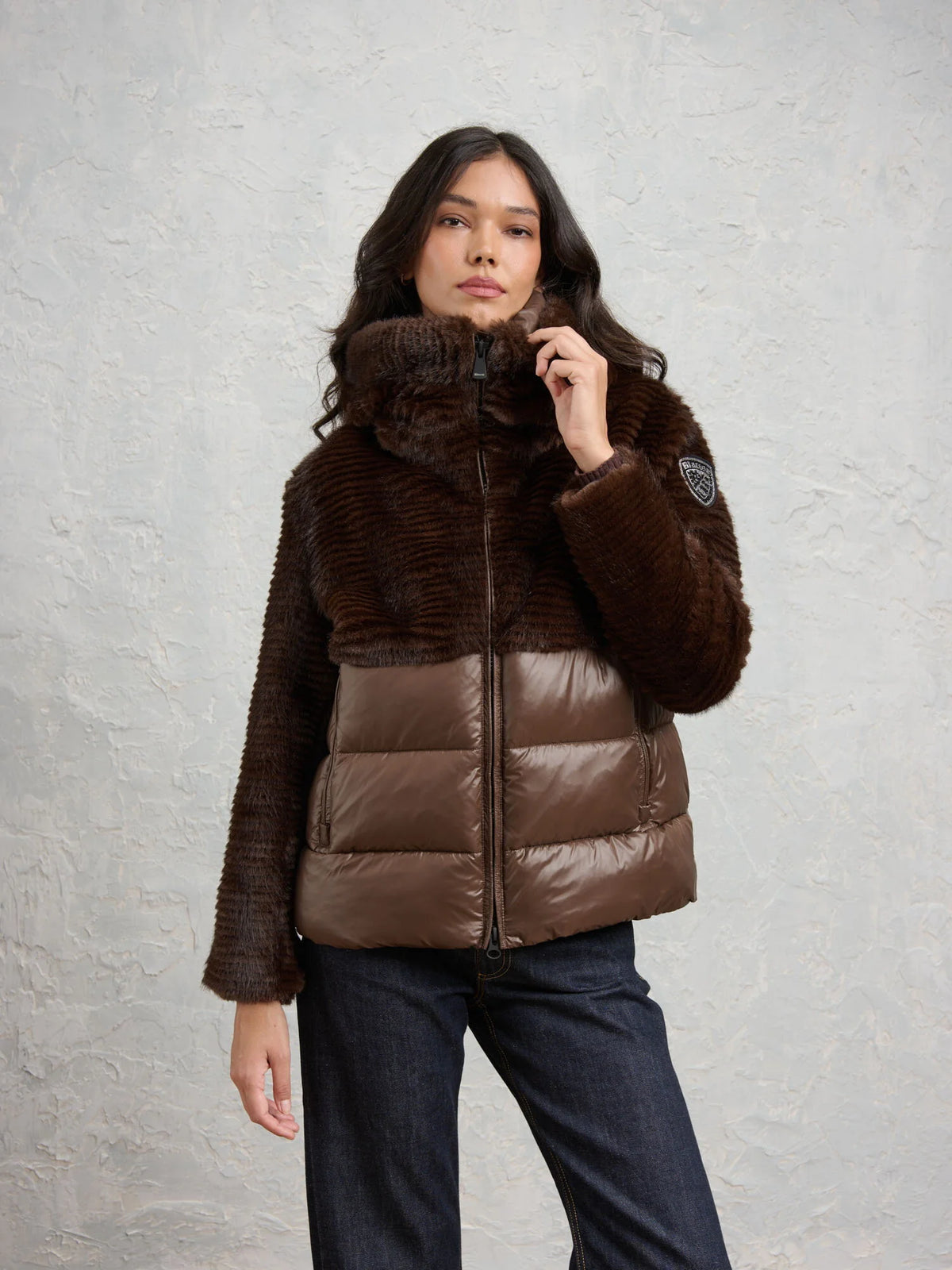 FANEVIL ECO FUR NYLON JACKET BROWN