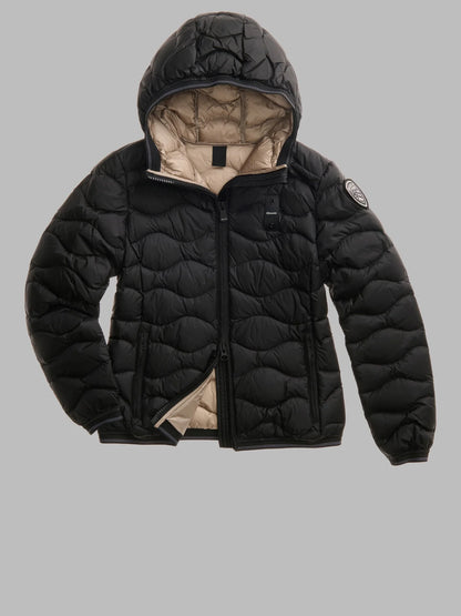GIUBBINO CORTO IMBOTTITO PIUMA CAMELIA NERO int. BEIGE