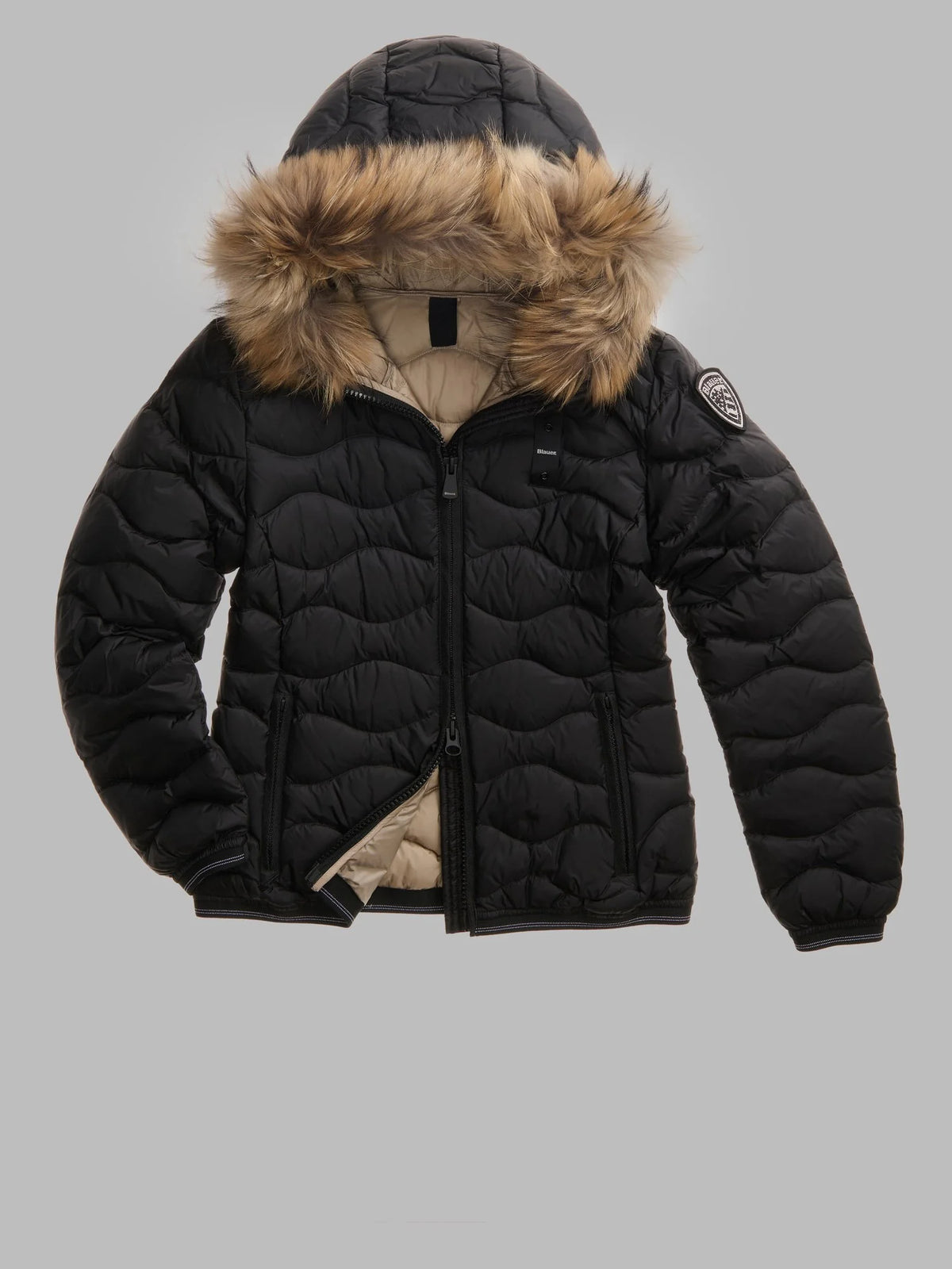 GIUBBINO CORTO IMBOTTITO PIUMA ALDIE NERO int. BEIGE