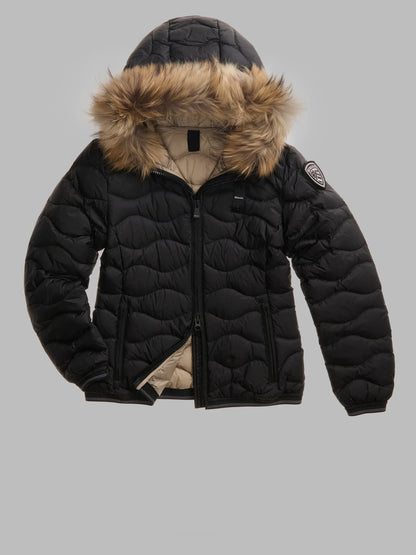 GIUBBINO CORTO IMBOTTITO PIUMA ALDIE NERO int. BEIGE
