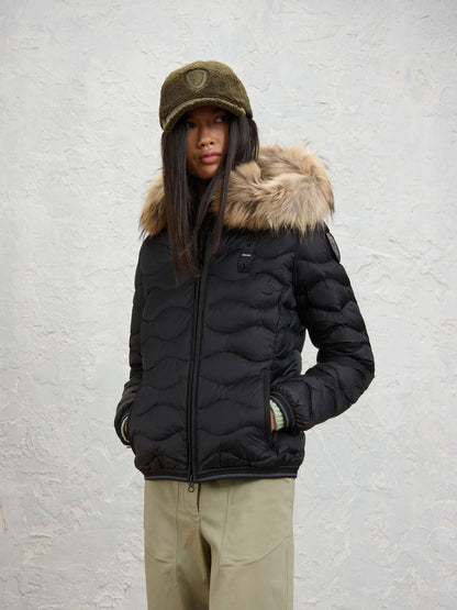 GIUBBINO CORTO IMBOTTITO PIUMA ALDIE NERO int. BEIGE