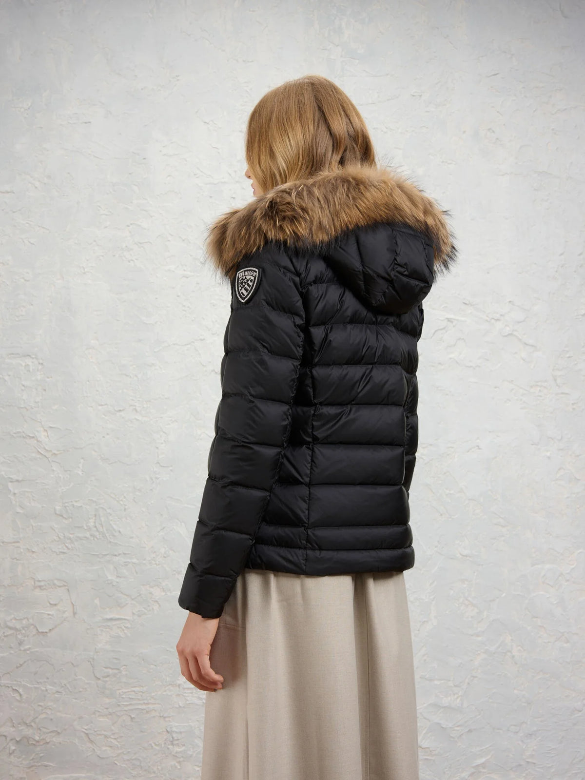 GIUBBINO CORTO IMBOTTITO PIUMA ARCADIA NERO int. BEIGE