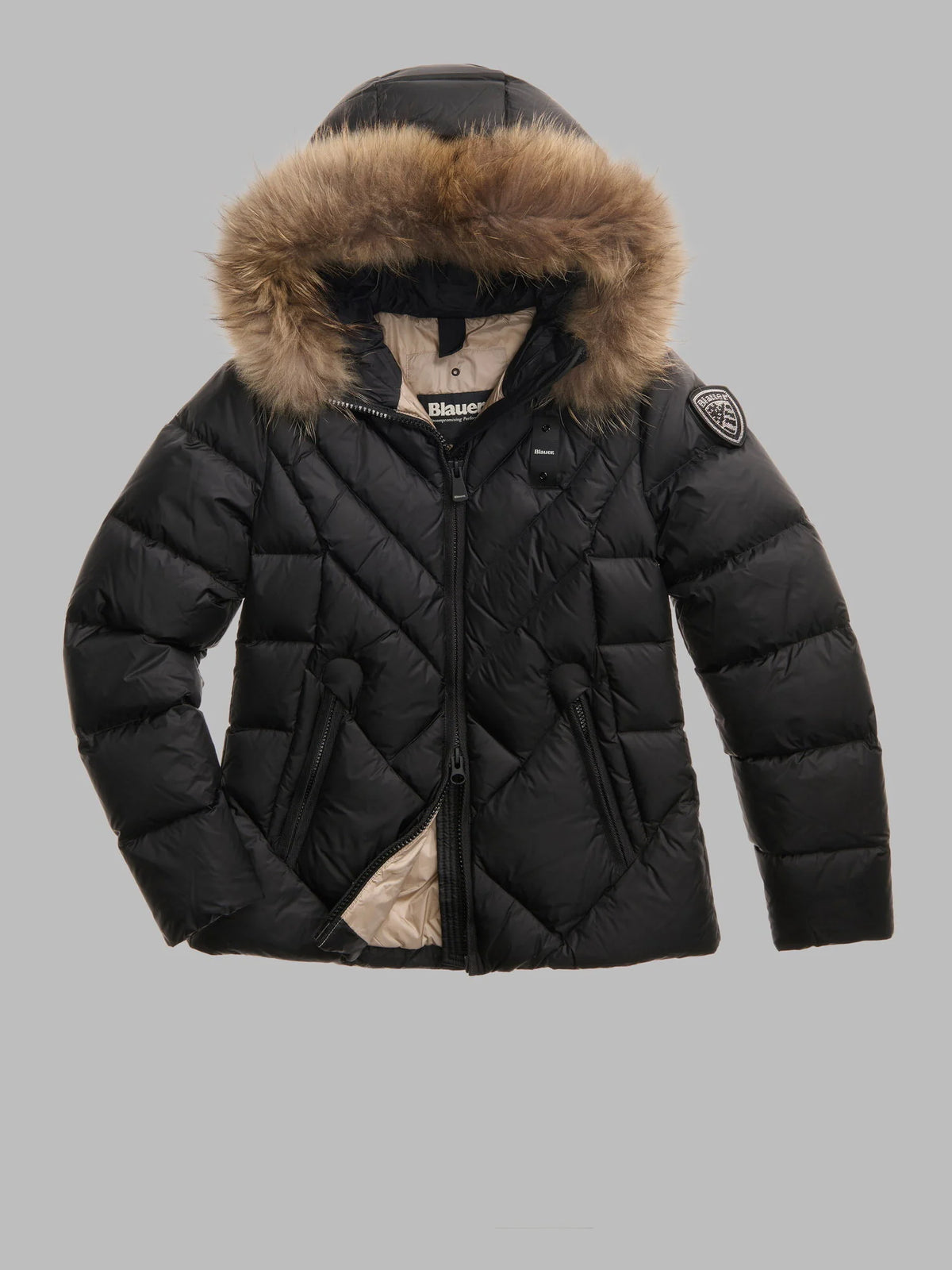 PIUMINO A LINEE GEOMETRICHE ALICIA NERO int. BEIGE