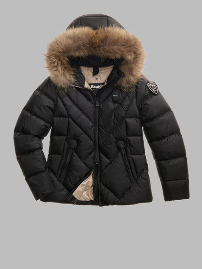 PIUMINO A LINEE GEOMETRICHE ALICIA NERO int. BEIGE