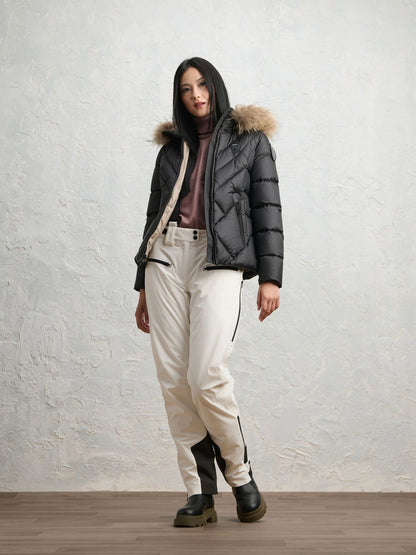 PIUMINO A LINEE GEOMETRICHE ALICIA NERO int. BEIGE