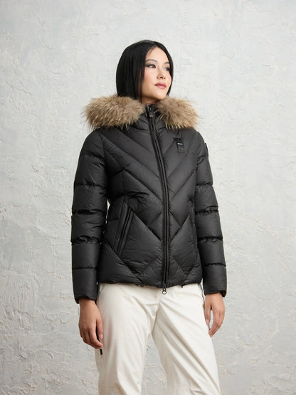 PIUMINO A LINEE GEOMETRICHE ALICIA NERO int. BEIGE