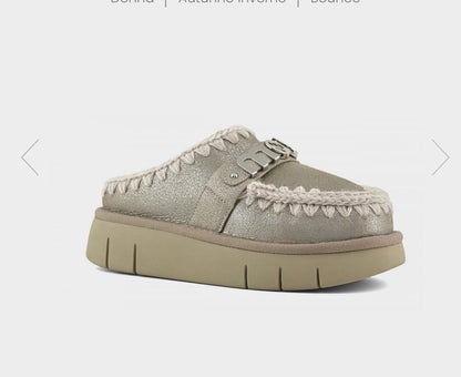 Mou Bounche Clog Special Leather Letter Logo