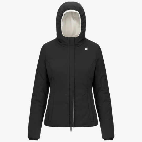 K-Way Donna Lily St Warm reversible white gardenia-black pure