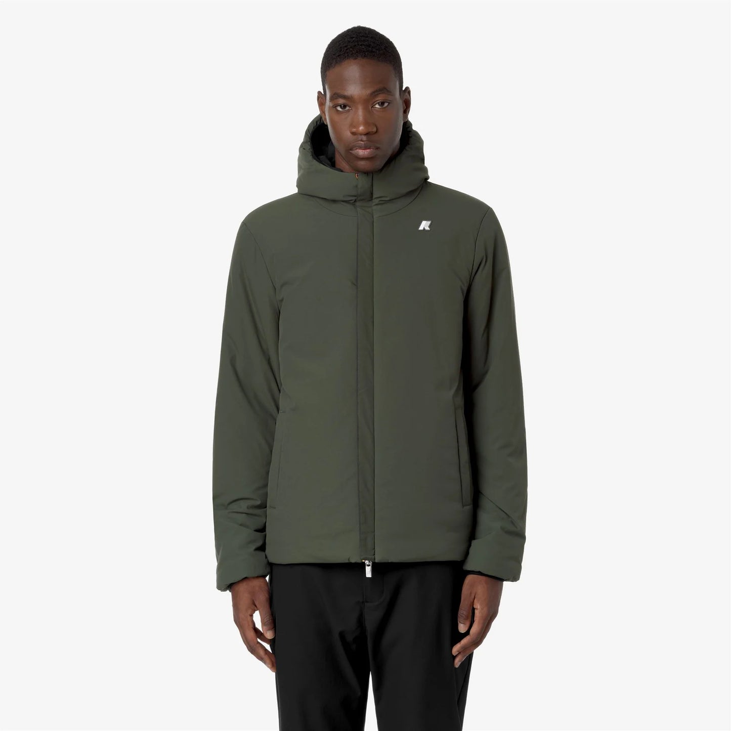K-Way Uomo – Jack St Warm Reversible in nero e verde Black Pure-Green Blackish