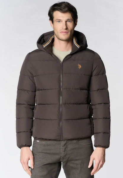 Piumino trapuntato con cappuccio e chiusura full zip