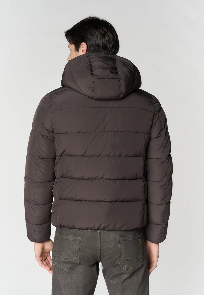 Piumino trapuntato con cappuccio e chiusura full zip