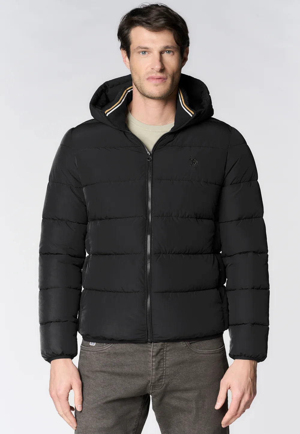 Piumino trapuntato con cappuccio e chiusura full zip