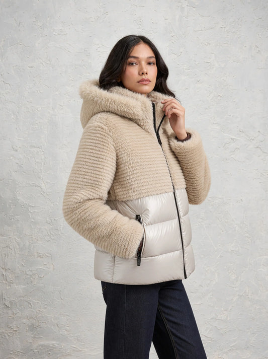 FANEVIL ECO FUR NYLON JACKET BEIGE